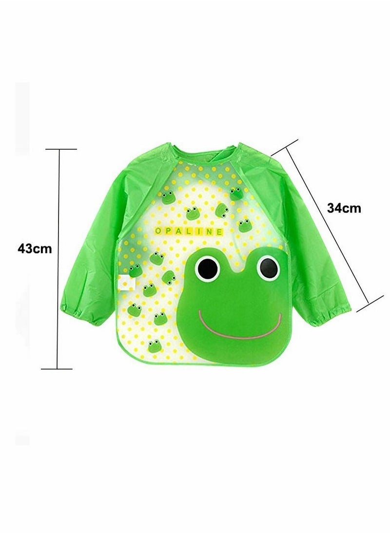 Y&D - Waterproof Painting Apron, Children's Long Sleeves Easy-to-clean Rice Dresses Coveralls, Drawing and Play Art Workwear for 1-4 Years Old Baby (Green) - Image 1