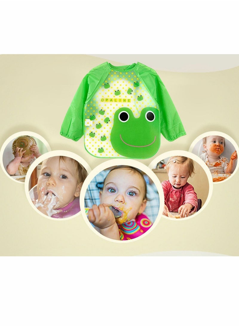 Y&D - Waterproof Painting Apron, Children's Long Sleeves Easy-to-clean Rice Dresses Coveralls, Drawing and Play Art Workwear for 1-4 Years Old Baby (Green) - Image 1