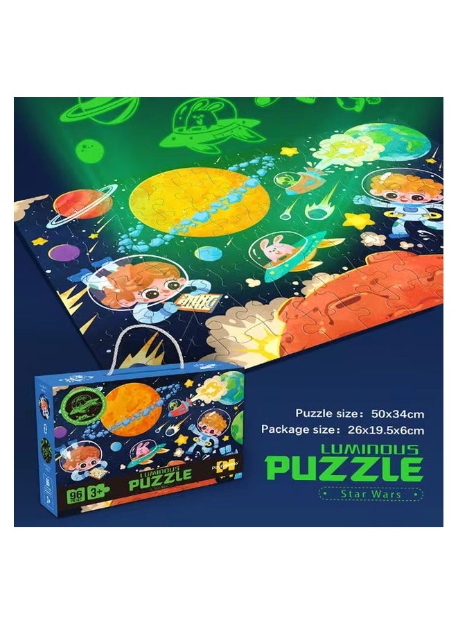 لغز مضيء تعليمي للأطفال من رائد الفضاء، السماء المرصعة بالنجوم، متوهج في الليل - Image 1