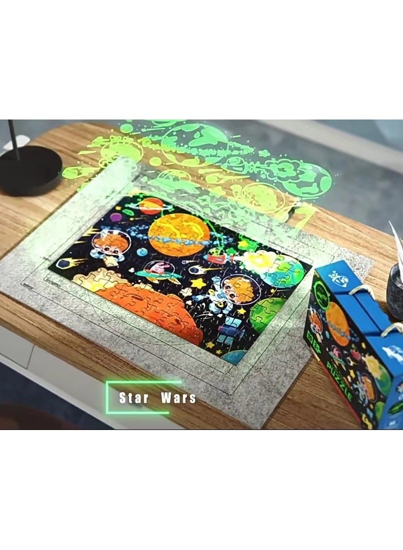 لغز مضيء تعليمي للأطفال من رائد الفضاء، السماء المرصعة بالنجوم، متوهج في الليل - Image 3