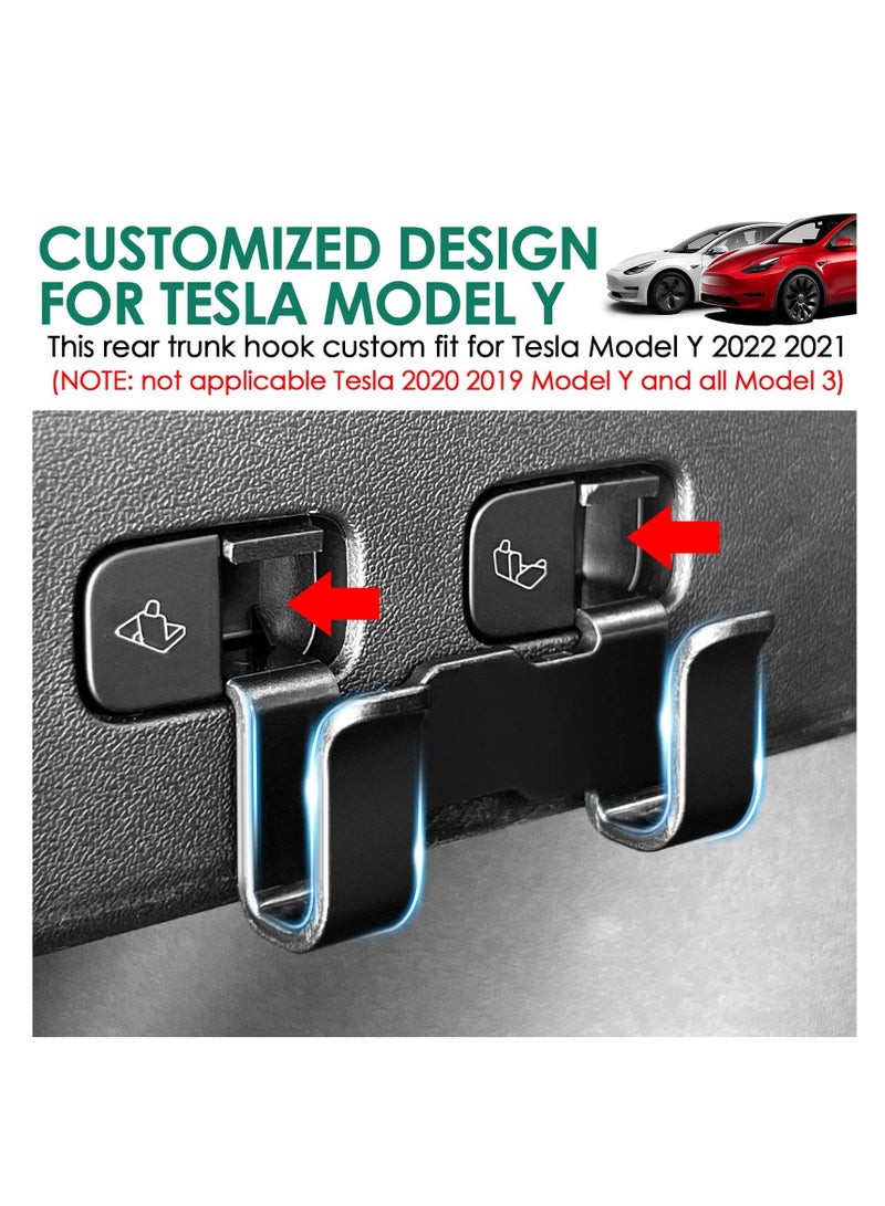 Excefore Rear Trunk Hook, Trunk Grocery Bag Hooks, Trunk Modification Upgarde Storage Organizer Storage Bags Holders, ABS Material, Compatible with Tesla Model Y 2022 2021 (Black) - Image 2