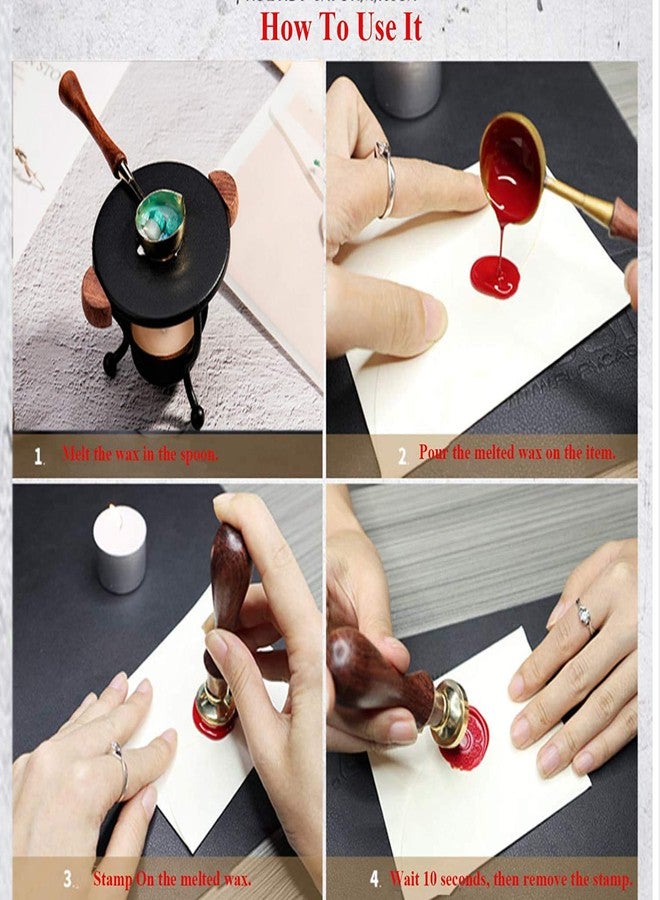 PDFans Wax Seal Warmer & Stamp Set - Furnace Tool, Spoon for Melting Wax Beads or Sticks, Spoon Holder for Wedding Envelope Seals - Image 4