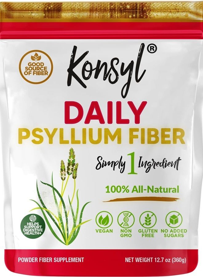Konsyl Daily Psyllium Fiber 360g / 12.7oz - Non-GMO, Vegan, Keto-Friendly, Fiber Supplement Powder - Supports Digestive Health - Image 1