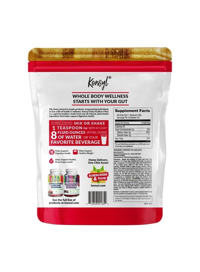 Konsyl Daily Psyllium Fiber 360g / 12.7oz - Non-GMO, Vegan, Keto-Friendly, Fiber Supplement Powder - Supports Digestive Health - Image 3