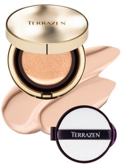 Terrazen Perfect Finish Cushion Foundation Anti Wrinkle Flawless Longwear Korean BB Cream SPF50+ - Glow Finish Natural Coverage, Moisturizing, Lightweight, Whitening (#21N, 0.15 g)  - Image 1