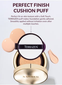 Terrazen Perfect Finish Cushion Foundation Anti Wrinkle Flawless Longwear Korean BB Cream SPF50+ - Glow Finish Natural Coverage, Moisturizing, Lightweight, Whitening (#21N, 0.15 g)  - Image 3