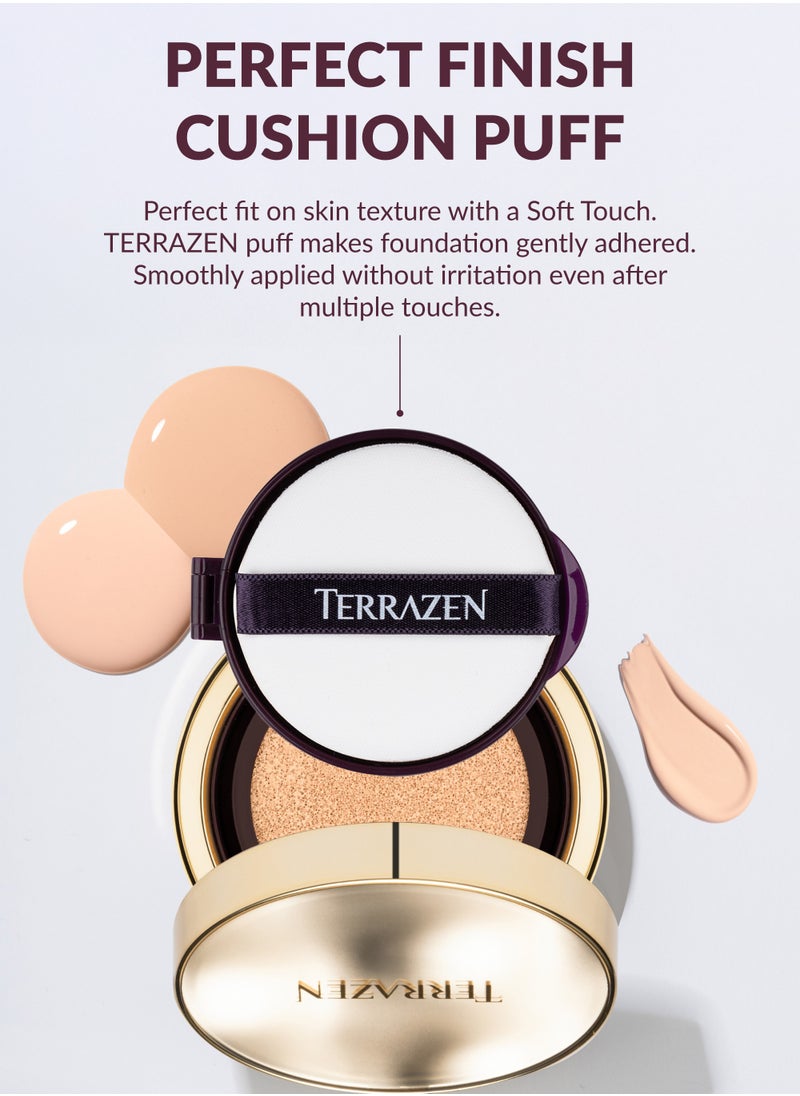 Terrazen Perfect Finish Cushion Foundation Anti Wrinkle Flawless Longwear Korean BB Cream SPF50+ - Glow Finish Natural Coverage, Moisturizing, Lightweight, Whitening (#21N, 0.15 g)  - Image 3