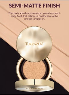 Terrazen Perfect Finish Cushion Foundation Anti Wrinkle Flawless Longwear Korean BB Cream SPF50+ - Glow Finish Natural Coverage, Moisturizing, Lightweight, Whitening (#21N, 0.15 g)  - Image 5