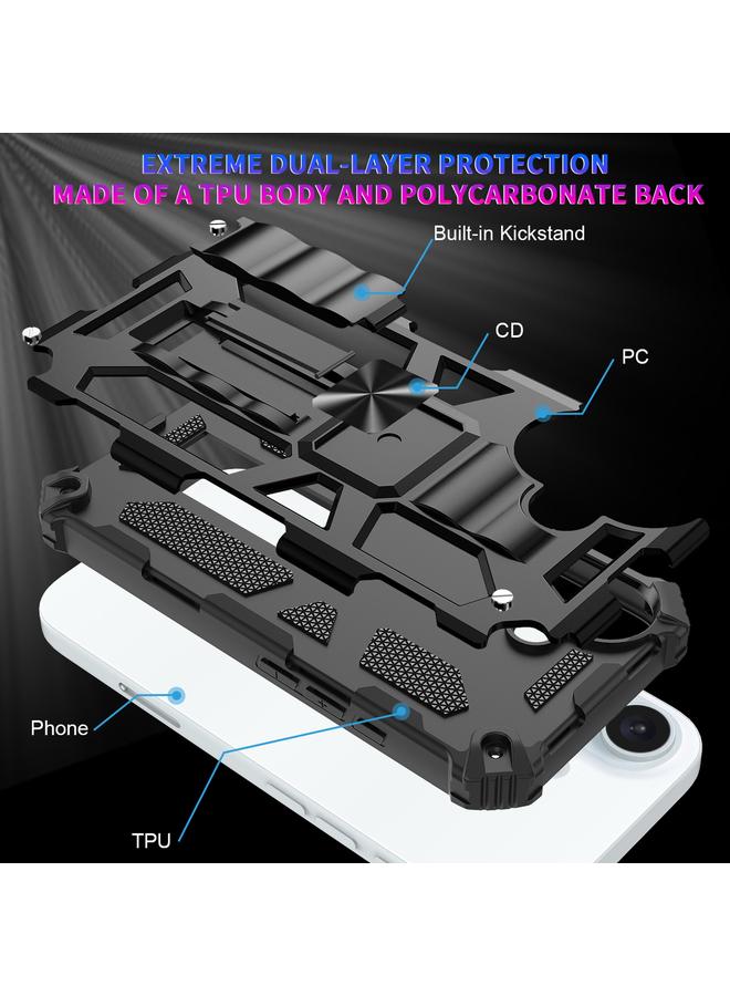 S-TOP Case For iPhone 16 Plus Armor Shockproof TPU Hybrid PC Magnetic Phone Case with Holder - Image 5