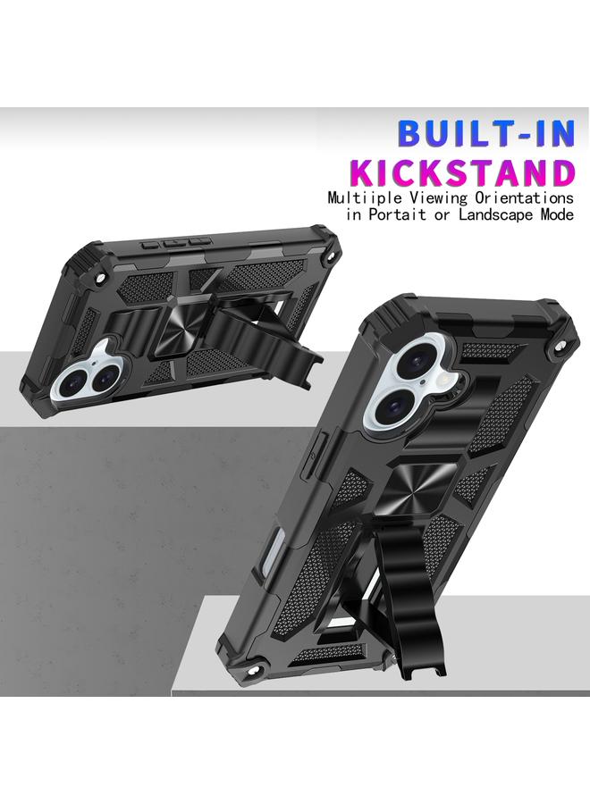 S-TOP Case For iPhone 16 Plus Armor Shockproof TPU Hybrid PC Magnetic Phone Case with Holder - Image 4
