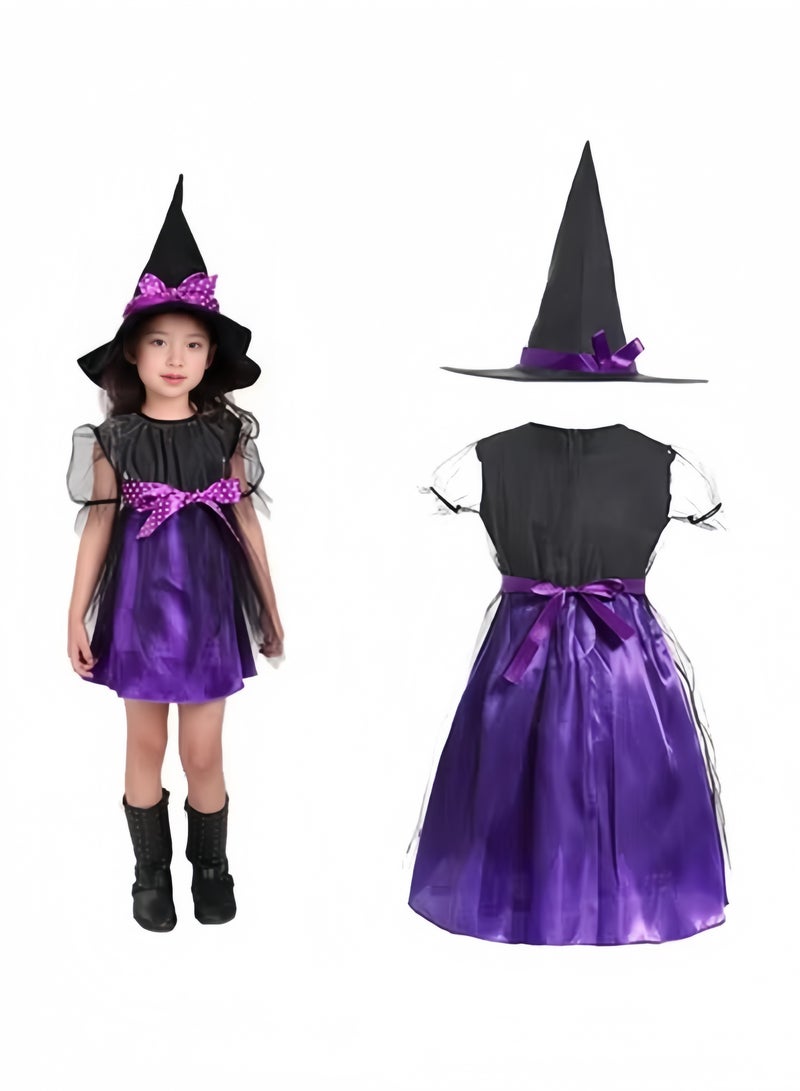 فستان حفلات رقص للأطفال من Witch Girls، زي الملكة والأميرة مع قبعة - Image 1