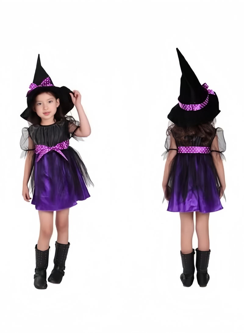 فستان حفلات رقص للأطفال من Witch Girls، زي الملكة والأميرة مع قبعة - Image 2