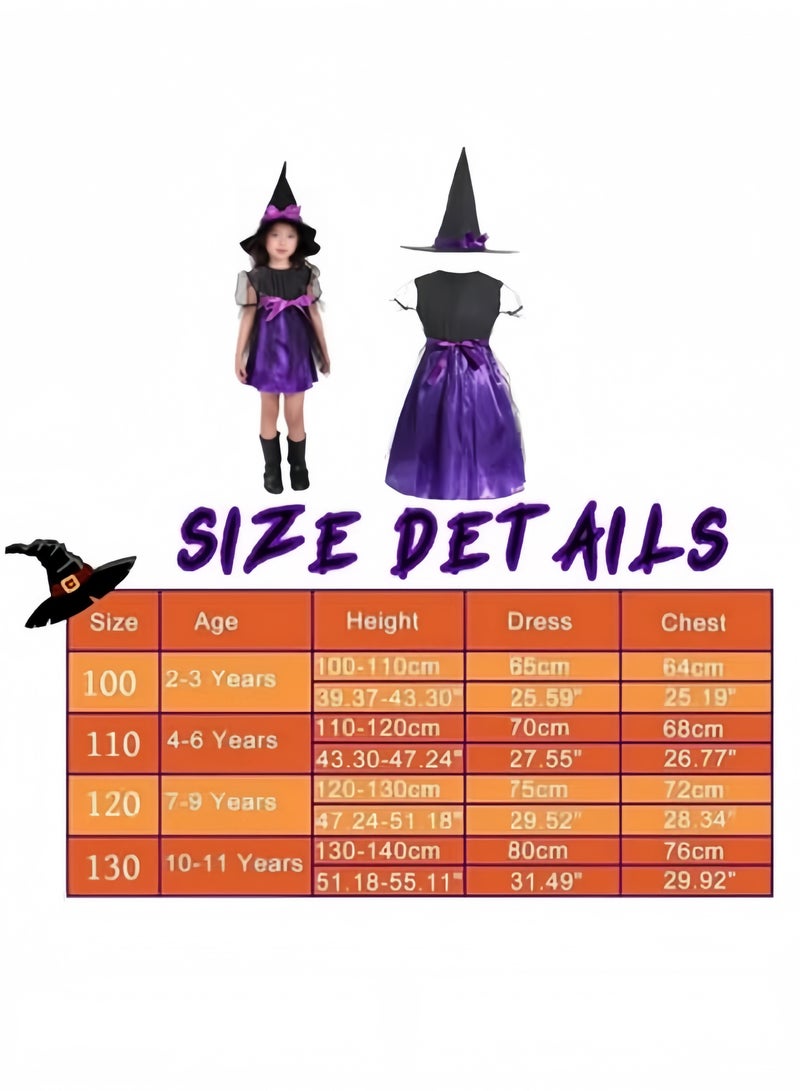 فستان حفلات رقص للأطفال من Witch Girls، زي الملكة والأميرة مع قبعة - Image 3