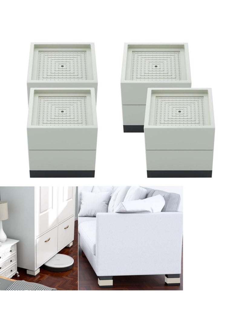 VUCATIN 4PCS Bed Foot Booster Sofa Floor Protector Furniture Risers Adjustable Furniture Bed Lift Duty Furniture Legs Lifters Couch Lifts for Sofa Supports Base Plastic Non-Slip (White)  - Image 1