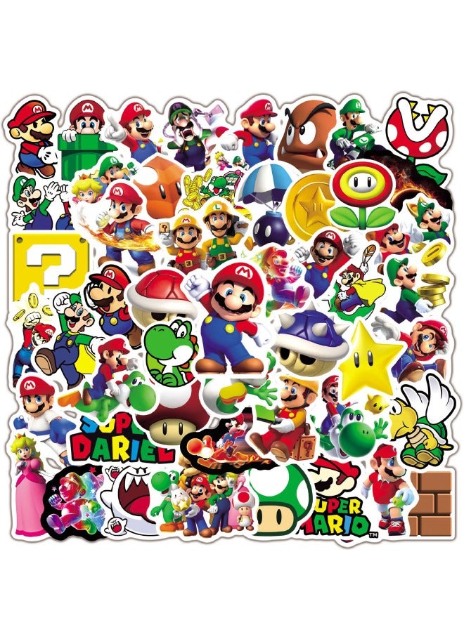 إسكدنيا طقم ملصقات سوبر ماريو كارتون مضاد للماء مكون من 50 قطعة - Image 1