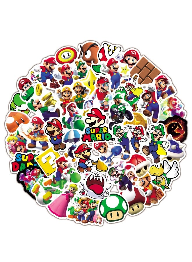 إسكدنيا طقم ملصقات سوبر ماريو كارتون مضاد للماء مكون من 50 قطعة - Image 2