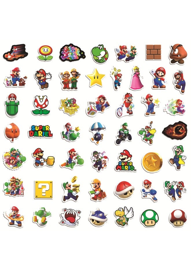 إسكدنيا طقم ملصقات سوبر ماريو كارتون مضاد للماء مكون من 50 قطعة - Image 3