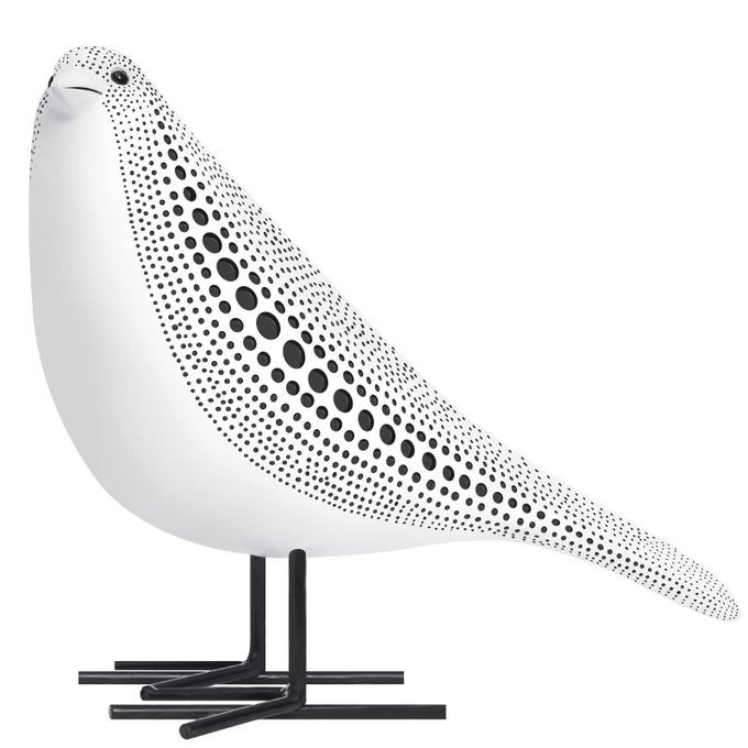 BIRD FIGURINE MODERN SCULPTURE AND STATUES FOR HOME DECOR ANIMAL STATUES FOR BOOKSHELF TABLE ENTRYWAY FIREPLACE RESIN DECORATIVE SCULPTURE WITH CHIC POLKA DOTS ART DESIGN WHITE