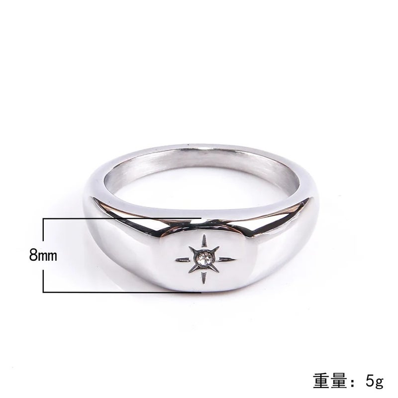 Bluejw 18K Gold Plated Stainless Steel Ladies' Ring – Minimalist Zircon Inlay Engagement Wedding Band, Simple Elegant Fashion Ring for Women - Image 4