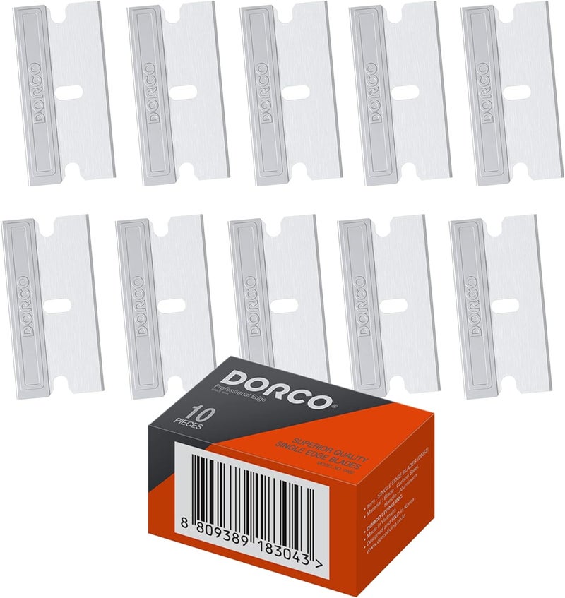 DORCO 10 Pcs DORCO Professional Quality Utility Single Edge Razor Blade  Sharp Carbon Steel Dorco Razor Blade Single Edge wAluminum Handle Single Edge Razor Blade Refills Replacement