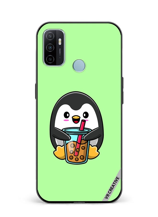 VR CREATIVE Protective Case Cover For Oppo A53 Penguin Cola Design Multicolour  - Image 1