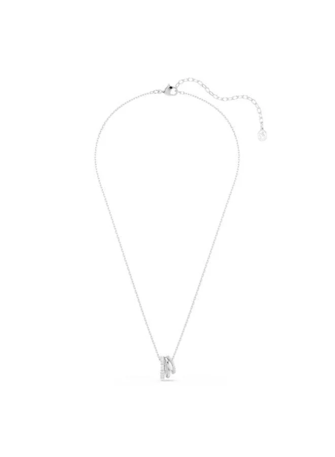 Hyperbola White Crystal Rhodium Plated Pendant Necklace