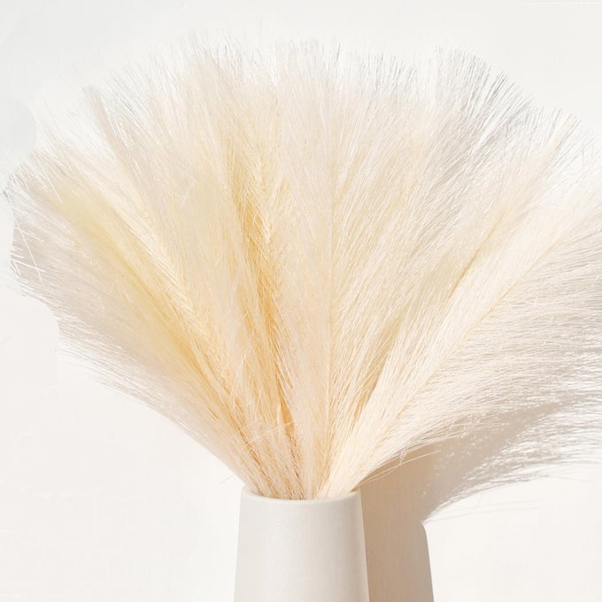 MANDYS IVORY SILK PAMPAS GRASS BOUQUET 20 STEMS 177IN FLUFFY ARTIFICIAL PAMPAS WITH BENDABLE STEMS FOR VALENTINES DAY AND NEW YEAR DECORATIONS WEDDING CENTERPIECE HOME BOHO DCOR