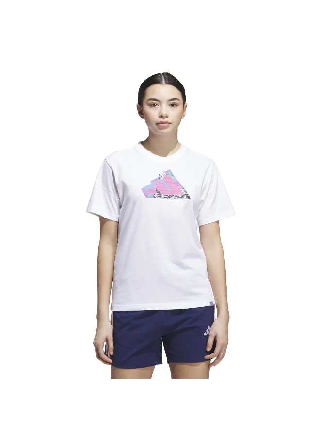 Adidas Adidas W Abstract T White Graphic Tee (Short Sleeve) T-Shirts For Women