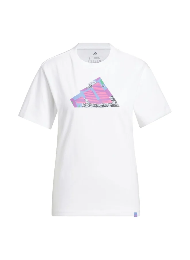 Adidas Adidas W Abstract T White Graphic Tee (Short Sleeve) T-Shirts For Women