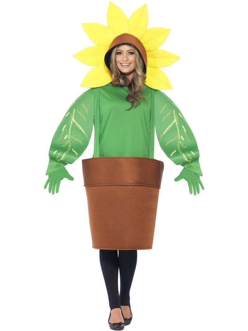 Smiffys womens Sunflower Costume, With Top With Attached Hood, Green, One Size - Image 1