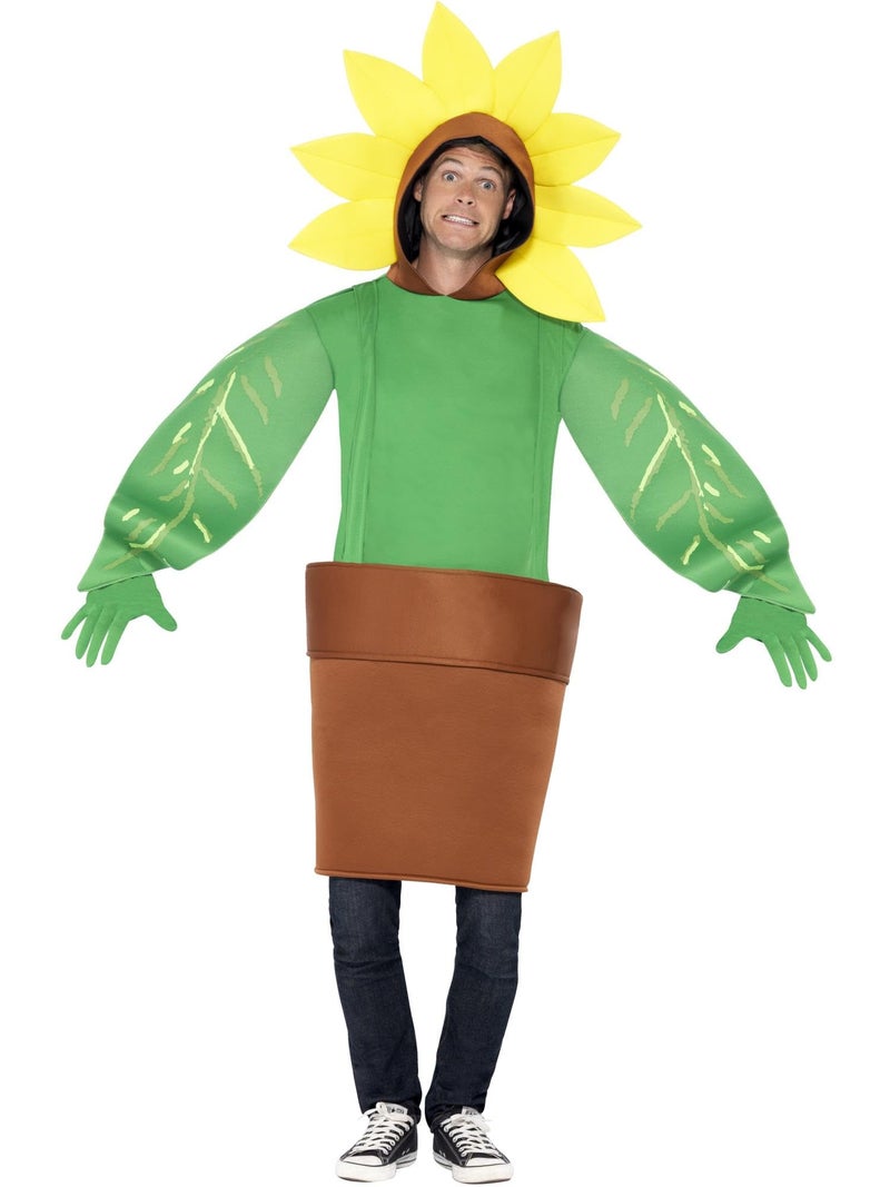 Smiffys womens Sunflower Costume, With Top With Attached Hood, Green, One Size - Image 4