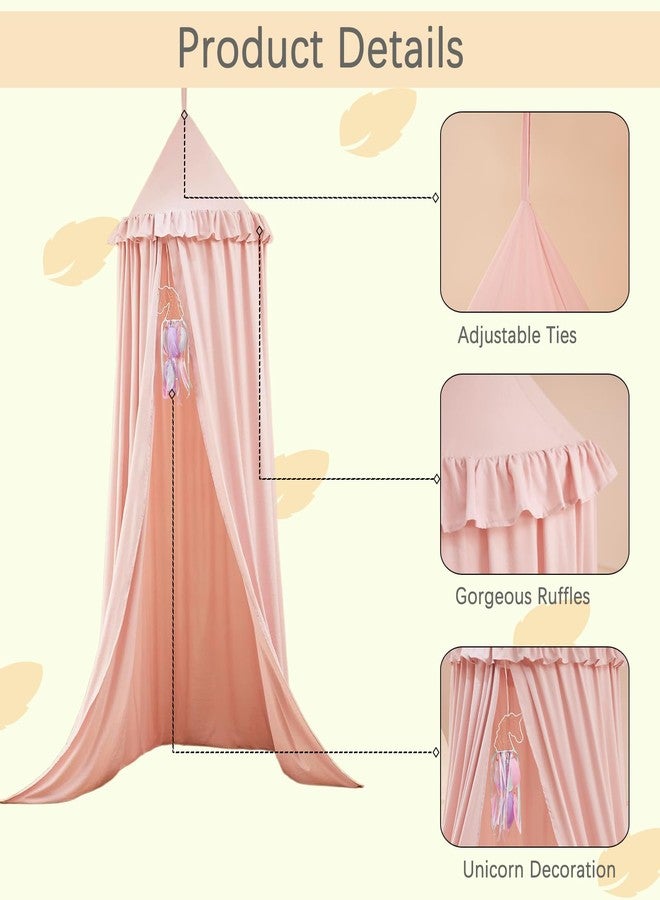 Akiky Kids Bed Canopy for Crib & Twin Size with Ruffles Dreamcatcher, Princess Girls Nursery Room Decor Toddler Baby Dome Round Hanging Tent Curtains Skirt Over Bed Reading Nook Play Tents Pink - Image 3
