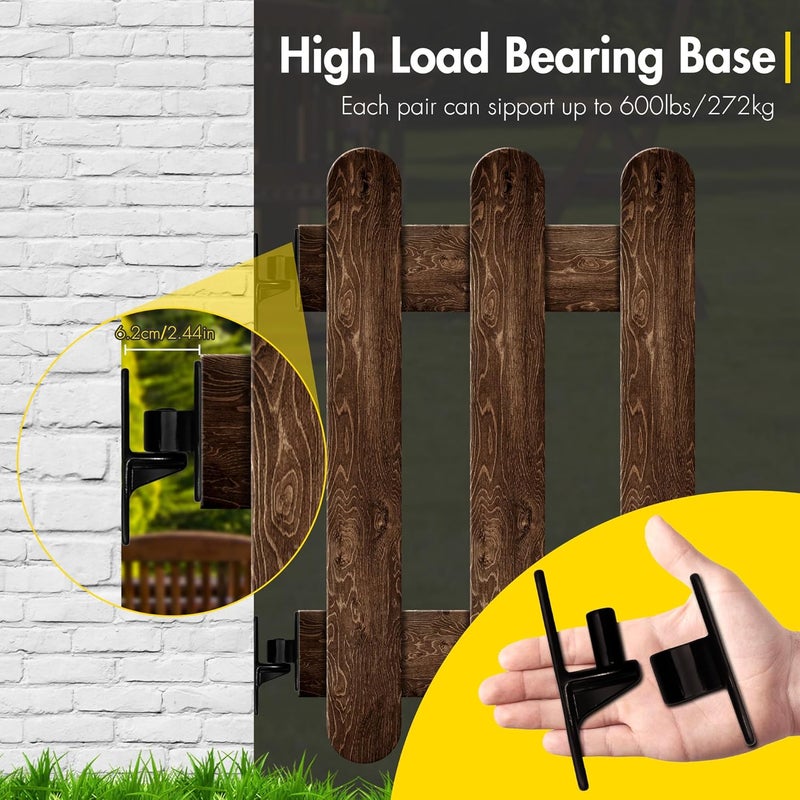 Dtructiew 304 Stainless Steel Gate Hinges with Screws, 2 Pack Wall Mount Gate Hinge for Farm Gates, Heavy Duty Gate Hinges for Metal Gates Wooden Fences Outdoor with 5/8 Hinge Pin - Image 5
