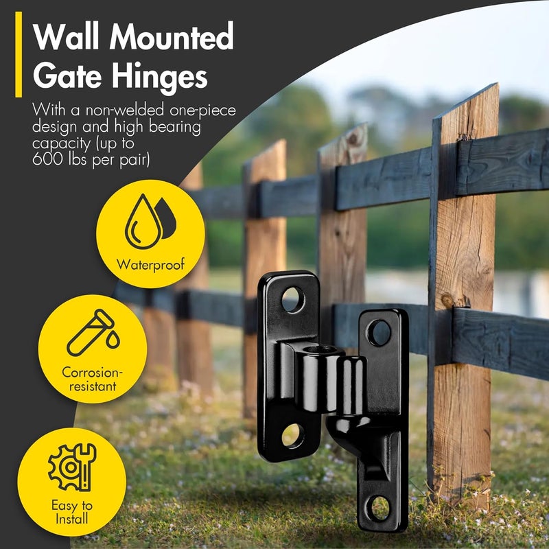 Dtructiew 304 Stainless Steel Gate Hinges with Screws, 2 Pack Wall Mount Gate Hinge for Farm Gates, Heavy Duty Gate Hinges for Metal Gates Wooden Fences Outdoor with 5/8 Hinge Pin - Image 3