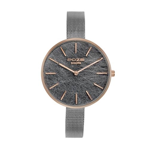 Sonata Poze Quartz Analog Multicoloured Dial Mesh Strap Watch for Women-SP80069KM01W - Image 1