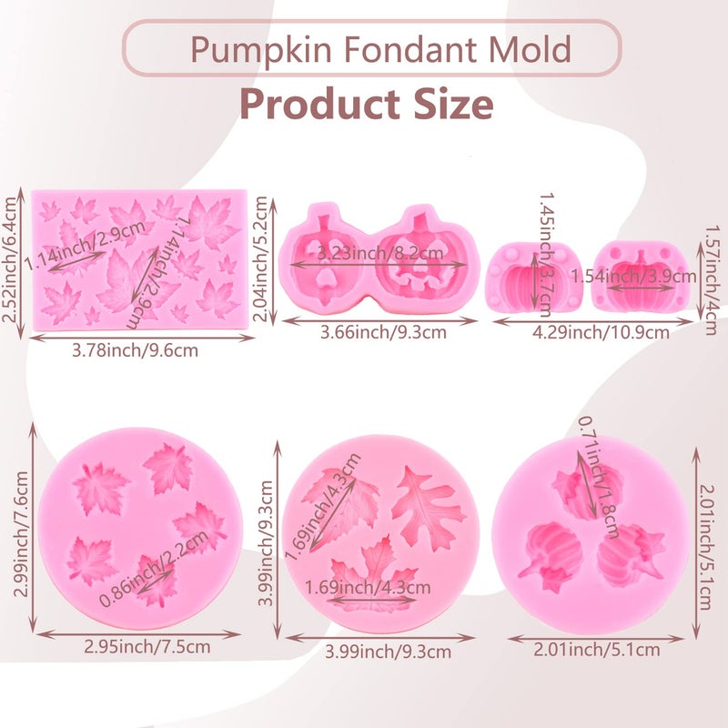 MIYAHOUSE Pumpkin Maple Leaves Fondant Mold Mini 3D Pumpkin Maple Leaves Mold For Cake Decoration Cupcake Topper Candy Chocolate Gum Paste Set Of 6 - Image 2