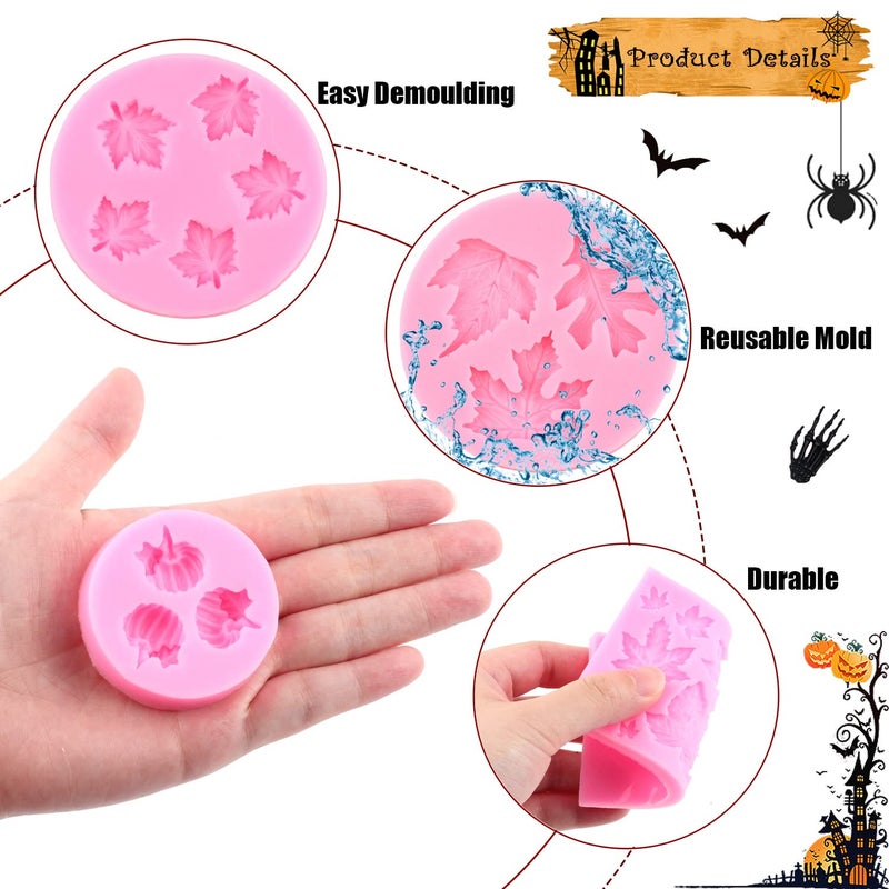 MIYAHOUSE Pumpkin Maple Leaves Fondant Mold Mini 3D Pumpkin Maple Leaves Mold For Cake Decoration Cupcake Topper Candy Chocolate Gum Paste Set Of 6 - Image 3