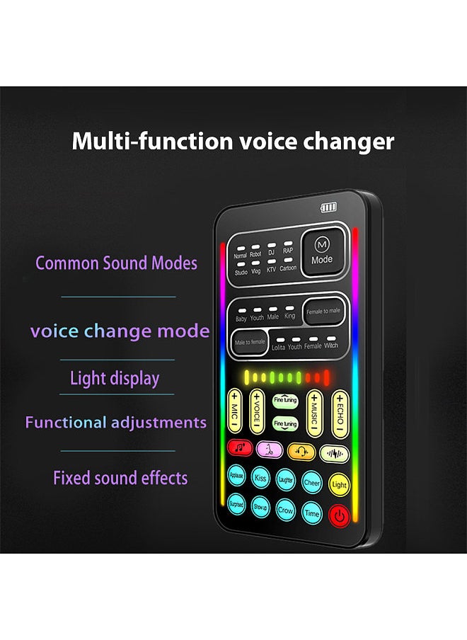 Generic Voice Changer Portable Voice Changer Device with 8 Sound Effects Colorful Light Mini Live Broadcast Handheld Microphone Sound Effects Machine  - Image 2