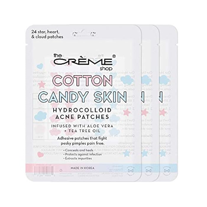The Crème Shop Cotton Candy Skin Hydrocolloid Acne Patches - Pimple Treatment with Salicylic Acid & Witch Hazel - 3 Sizes, 72 Patches - Image 1