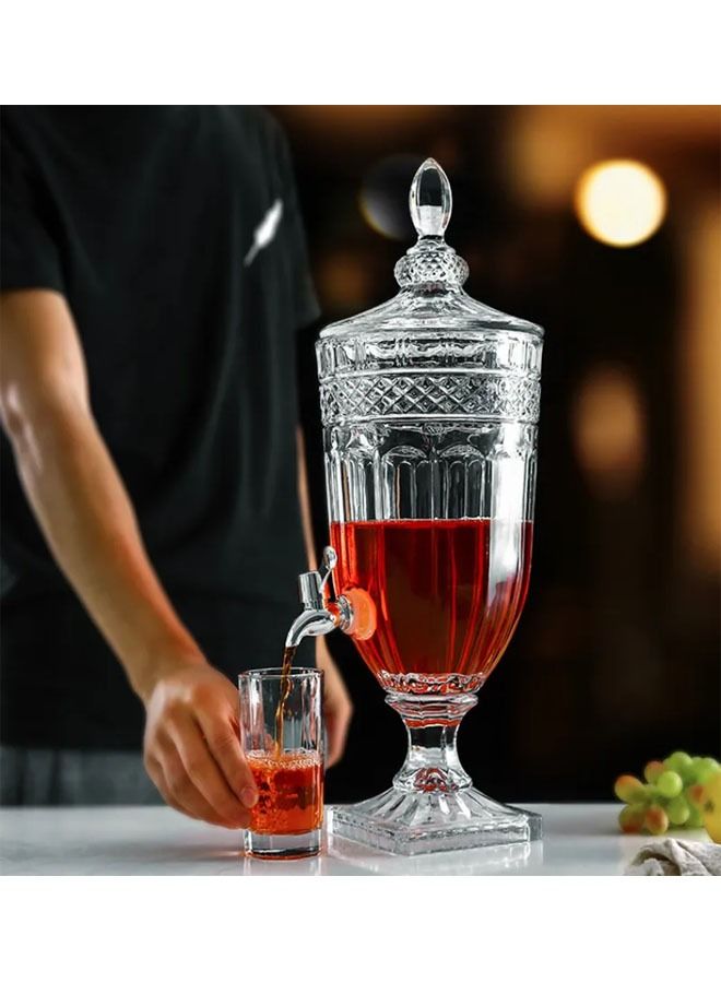 موزع عصائر ومشروبات مع حنفية وغطاء زجاجي