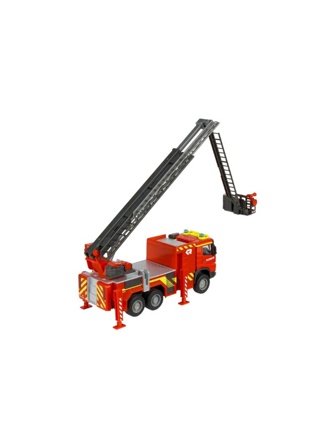 Majorette Volvo FMX Truck Fire Engine, 19 cm Officially Licensed Volvo & Rosenbauer Fire Truck, Diecast Rescue Vehicle with Extendable Ladder, Metal Cab and Freewheel, Ages 3+ - Image 3
