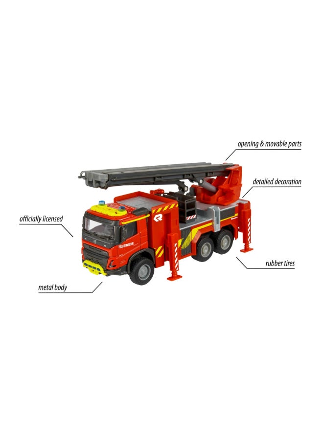 Majorette Volvo FMX Truck Fire Engine, 19 cm Officially Licensed Volvo & Rosenbauer Fire Truck, Diecast Rescue Vehicle with Extendable Ladder, Metal Cab and Freewheel, Ages 3+ - Image 5