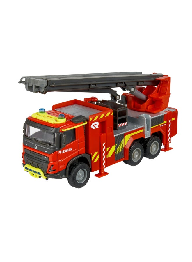 Majorette Volvo FMX Truck Fire Engine, 19 cm Officially Licensed Volvo & Rosenbauer Fire Truck, Diecast Rescue Vehicle with Extendable Ladder, Metal Cab and Freewheel, Ages 3+ - Image 2