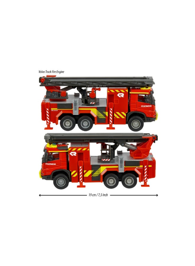 Majorette Volvo FMX Truck Fire Engine, 19 cm Officially Licensed Volvo & Rosenbauer Fire Truck, Diecast Rescue Vehicle with Extendable Ladder, Metal Cab and Freewheel, Ages 3+ - Image 4