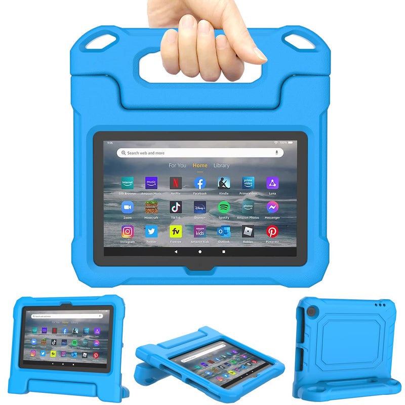 Lainergie Amazon Fire 7 Tablet Case for Kids(12th Generation, 2022 Release), Lainergie Lightweight Shockproof Kids Friendly Fire 7 Kids Tablet Cover with Handle Stand Incompatible iPad Samsung Lenove, Blue - Image 1