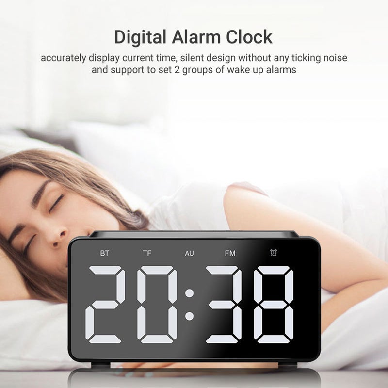 BT Speaker LED Digital Clock Multifunctional Sound Box Wireless Charger Desk Clock FM Radio Wireless Charging Device Alarm Clock for Home Office Dormitory - Image 3