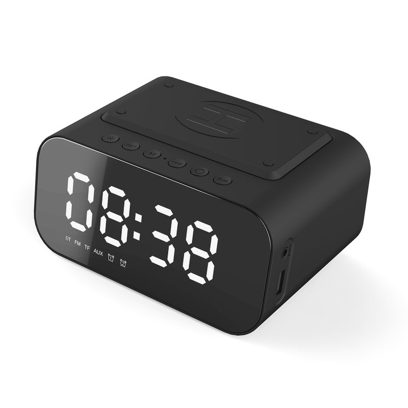 BT Speaker LED Digital Clock Multifunctional Sound Box Wireless Charger Desk Clock FM Radio Wireless Charging Device Alarm Clock for Home Office Dormitory - Image 1