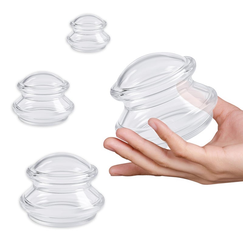 ELERA Silicone Cupping Therapy Set Transparent Massage Cups in 4 Sizes XL L M S for Body Relaxation Cellulite Home Wellness Gourd Shape 4Pack