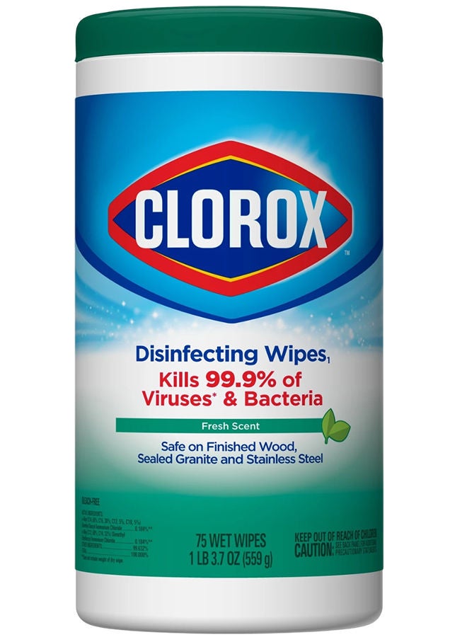 كلوركس مناديل مطهرة مبللة برائحة منعشة، 75 منديلًا