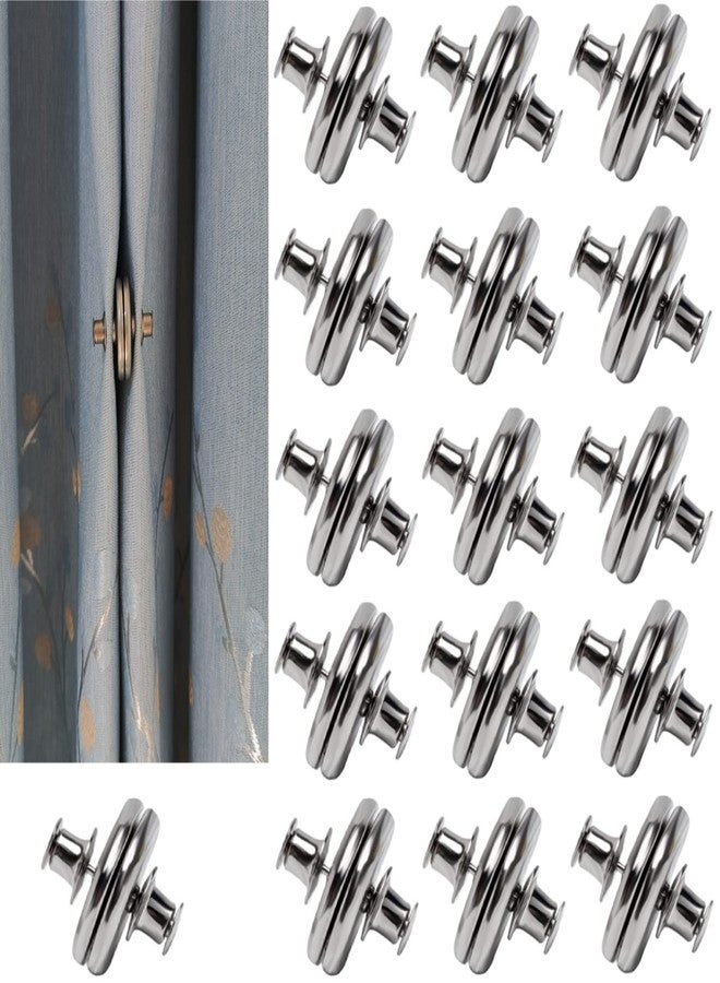 Yteseery 16 Pairs Magnetic Curtain Clips, Curtain Weights Magnets for Thin Drapery, Curtain Magnets Closure Prevent Light Leaking, Double Sided Magnetic wtih Strong Heavy Magnets Plus Size 0.98inch - Image 1